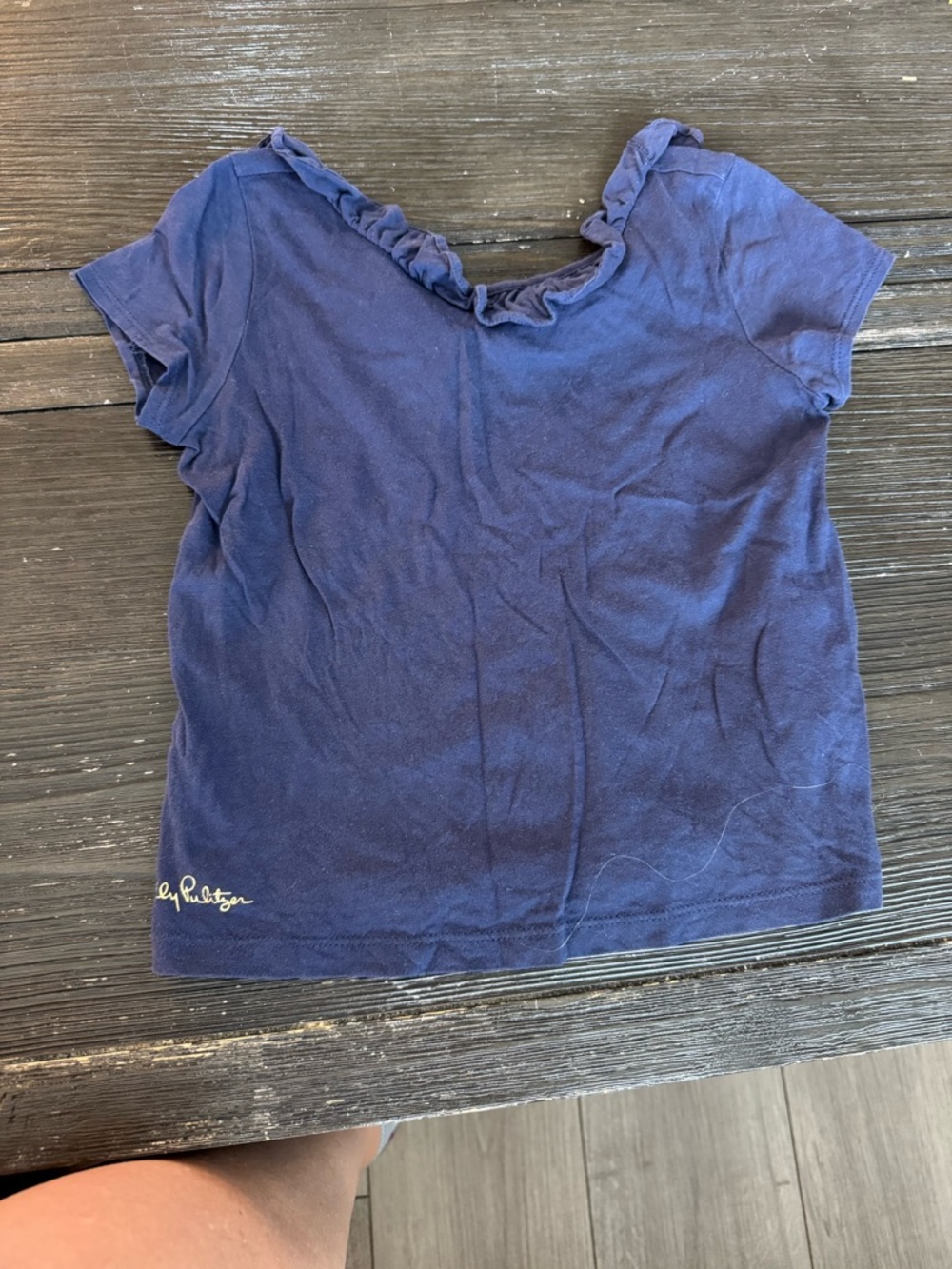 Lilly Pulitzer Navy Short Sleeve Ruffle Neck Tee